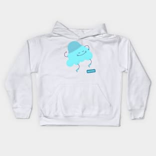 Hashtag Petrichor Cute Blue Cloud with a Rain Hat Kids Hoodie